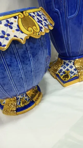 Jarrón gigante azul cobalto Cramer 98cm lujo