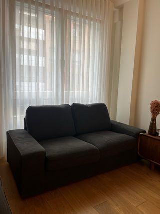 2 Sofás de tela azul grisáceo