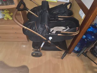 Carrito Gemelar Chipolino Negro/Dorado