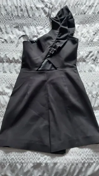 Mono falda pantalón volante negro