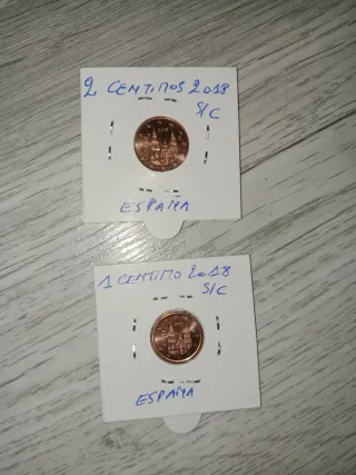 2 Monedas 1 y 2 Centimos España 2018 España S/C .