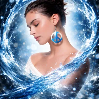 Orecchini a forma di simbolo pace blu e bianchi