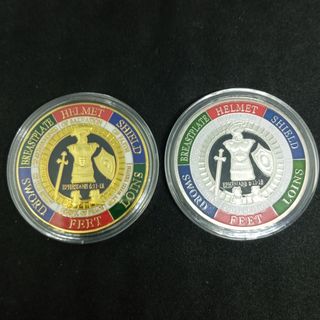 2 MONEDAS ARMADURA DE DIOS DE 40MM EN CÁPSULAS