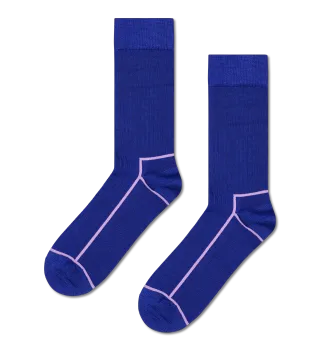 Happy Socks Crew Talla 36-40 Azul Rayas Rosas