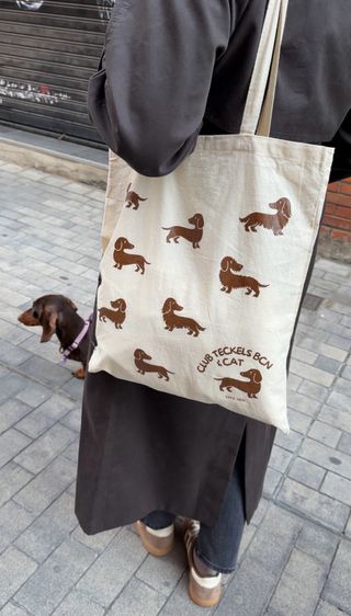 Teckels Bcn Tote Bag Perros Marrón Beige