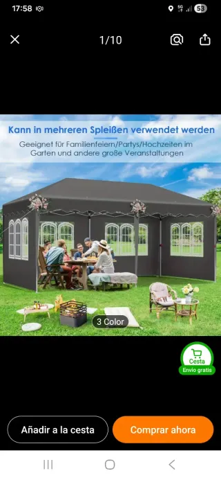 Carpa 6x3m Desmontable (1 solo uso)