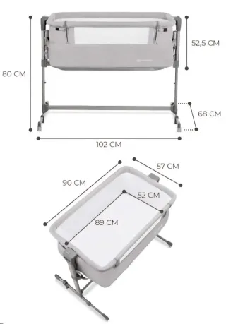 Cuna colecho Kindercraft gris