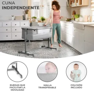 Cuna colecho Kindercraft gris