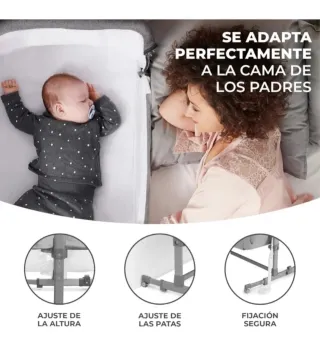 Cuna colecho Kindercraft gris