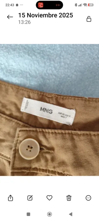 Mango pantalón recto algodón con cinturón