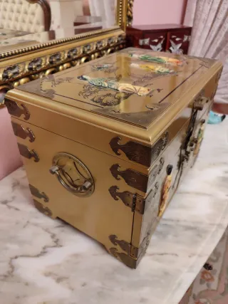 Joyero Madera Estilo Asiático Dorado