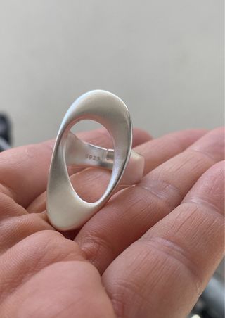 Anillo plata mate ovalado