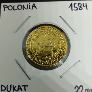 1584 1 DUKAT POLONIA MONEDA BAÑADA EN ORO