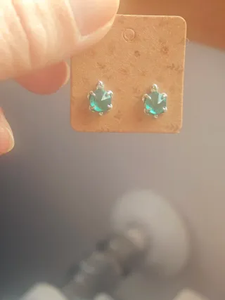 Pendientes tortuga plata y piedra aguamarina