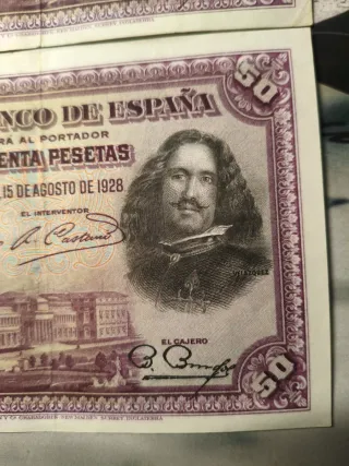 Pareja de billetes 50 Pesetas España 1928
