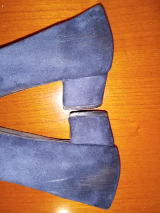 Scarpe donna blu in velluto con fiocco