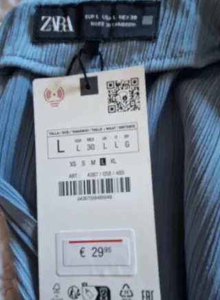 Vestido Zara Satén Azul Talla M Nuevo con etiqueta