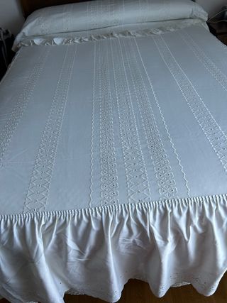 Colcha Matrimonio Vintage Bordada Algodón