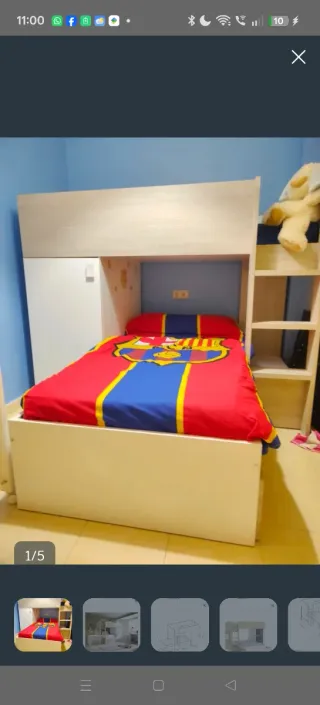 Litera con armario y estanterías