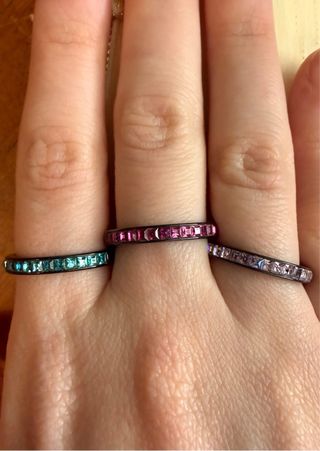 ANELLI “BROSWAY” IN ACCIAIO E CRISTALLI COLORATI