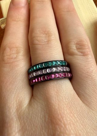 ANELLI “BROSWAY” IN ACCIAIO E CRISTALLI COLORATI