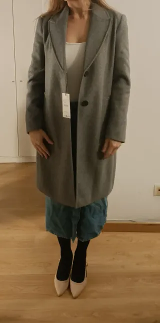 Abrigo Zara Gris Mujer Talla S