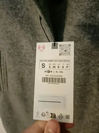 Abrigo Zara Gris Mujer Talla S