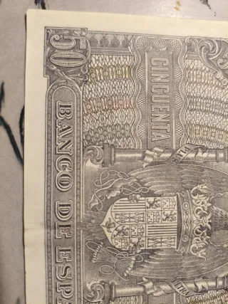 Billete 50 Pesetas España 1940 Menéndez Pelayo