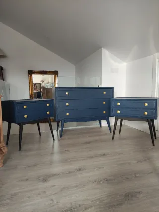 Cómoda Mid Century Azul Marino