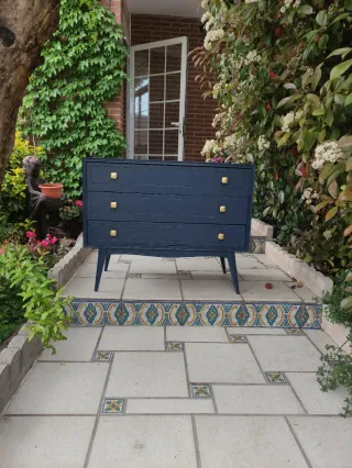 Cómoda Mid Century Azul Marino