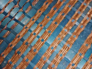 Cesta Mimbre Vintage Azul y Marrón