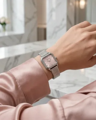 Reloj SKYLNE Cuadrado Rosa Acero Mujer