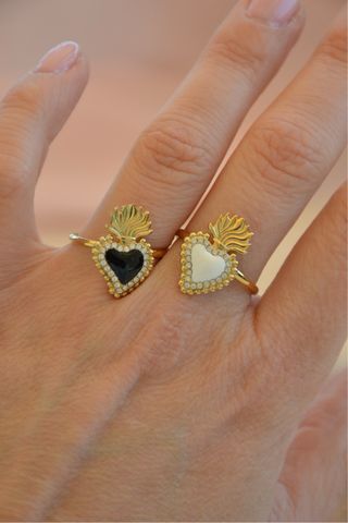 Anello cuore sacro oro acciaio inox