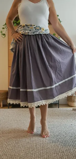 Falda 75cm y delantal casera, regional, huertana