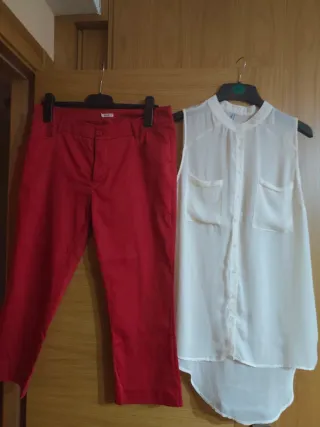 Conjunto Pantalón Rojo pirata y Camisa veis