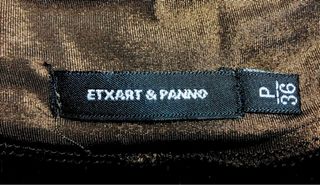 Vestido fiesta escotado marrón y dorado