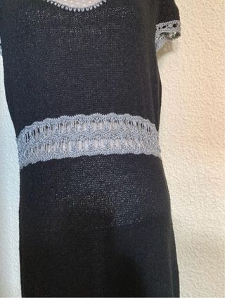 Vestido largo negro y plateado