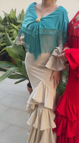 Conjunto Vestido Flamenca Beige