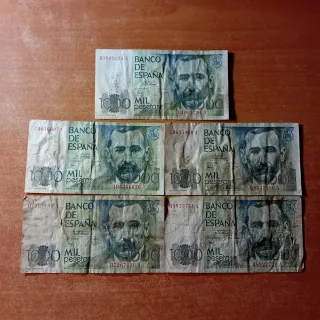 Lote 5 Billetes 1000 Pesetas España 1979