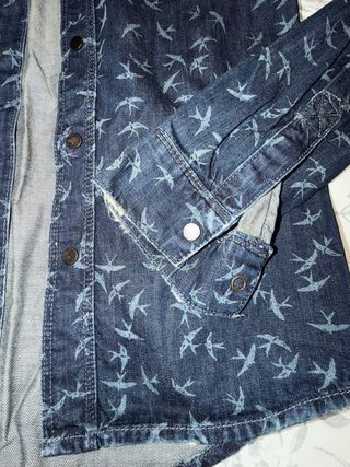 Camisa vaquera ZARA estampada pájaros