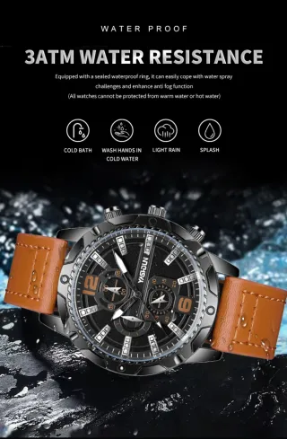 Reloj YASHUN Hombre Negro y Marrón