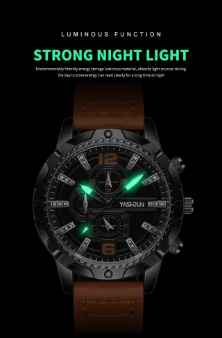 Reloj YASHUN Hombre Negro y Marrón