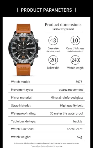 Reloj YASHUN Hombre Negro y Marrón