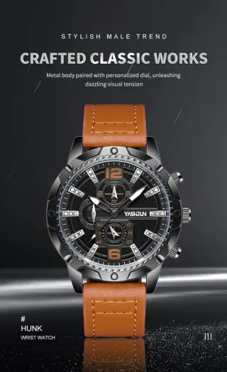 Reloj Yashun Hombre Negro y Marrón