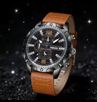Reloj Yashun Hombre Negro y Marrón