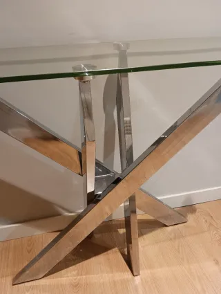 Consola recibidor y espejo plateado