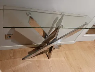 Consola recibidor y espejo plateado