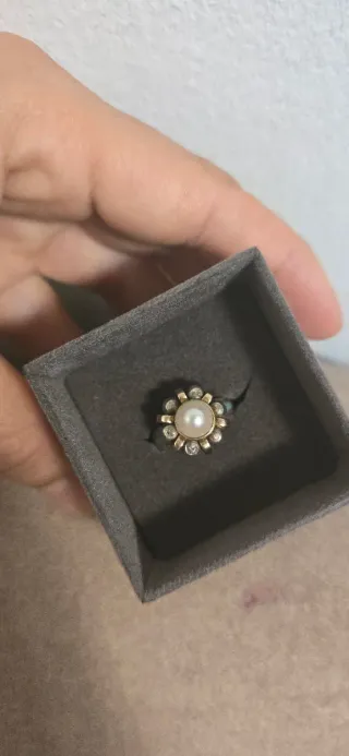 Anillo Oro 18k y Plata y perla natural