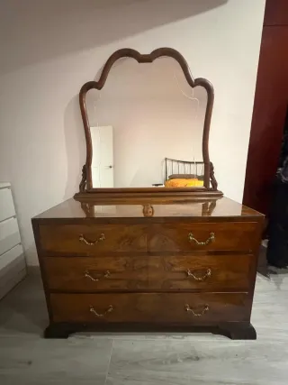 Cómoda vintage madera y cristal