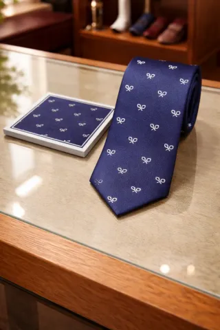 Conjunto corbata y pañuelo Silbon azul